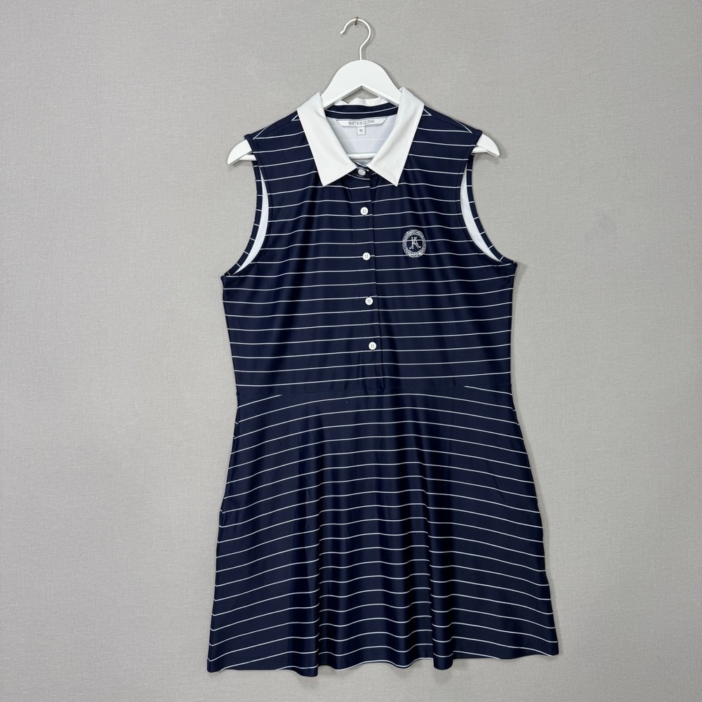 Smith & Quinn The Hedy Dress Womens XL Blue Striped Polo Golf Preppy Old Money